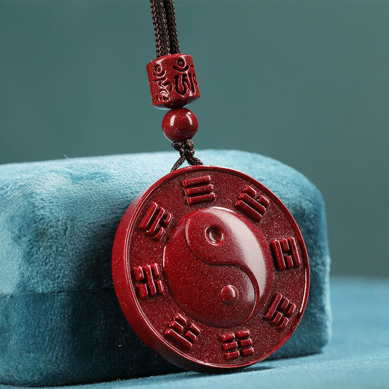 Buddha Stones Zinnober Yin Yang Bagua Segen Halskette Anhänger - Zinnober (Ruhe ♥ Konzentration) - image 1