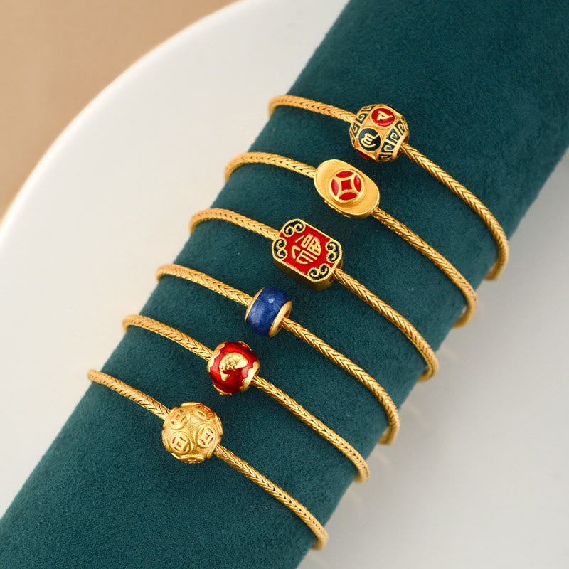Buddha Stones, tibetisches 18 Karat Gold, Om Mani Padme Hum, Glücksbringer, Koi-Fisch, Fu-Charakter, Barren, Kupfermünze, Friedensarmband - image 3