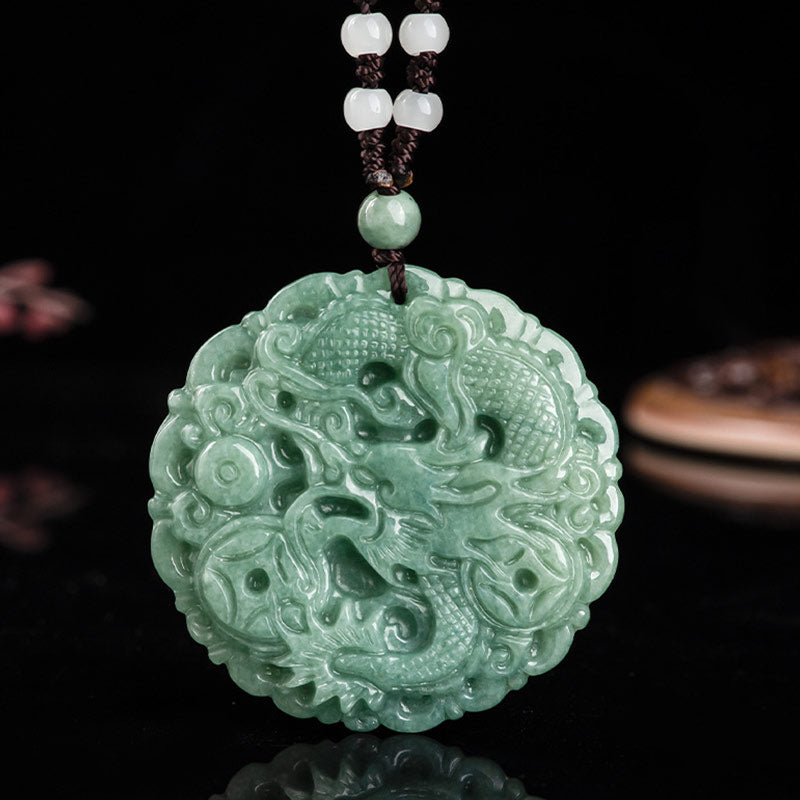 Buddha Stones Chinesisches Sternzeichen Drache Jade Fortune Halskette String Anhänger - image 6