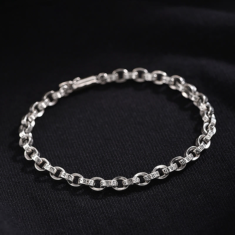 Buddha Stones 925 Sterling Silber Om Mani Padme Hum geschnitztes Design Kreativität Metallarmband - image 3