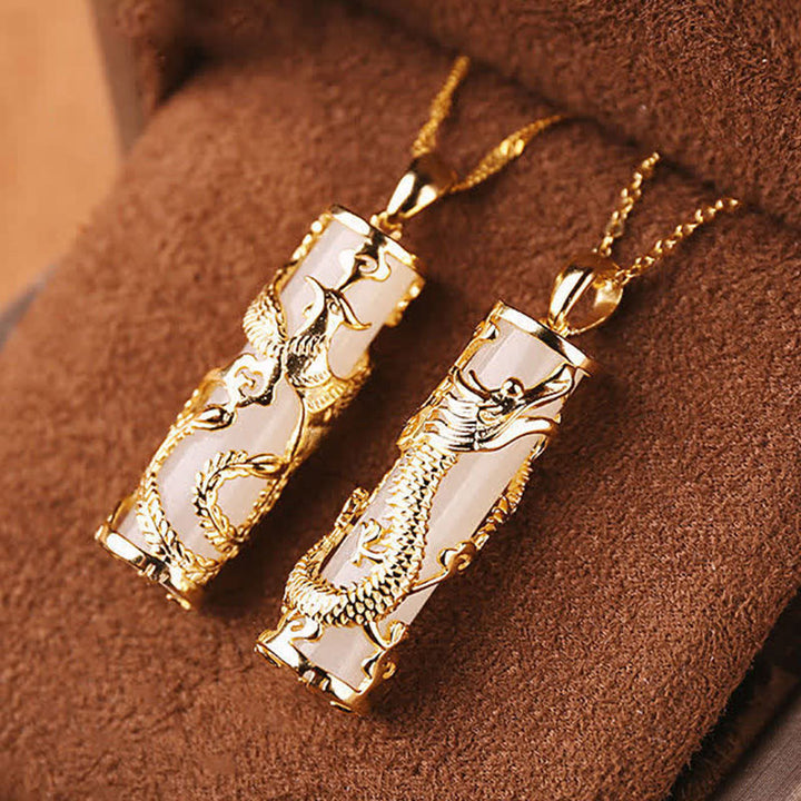 Buddha Stones Jade Drache Phoenix Kupfer Segen Harmonie Halskette Anhänger - image 9