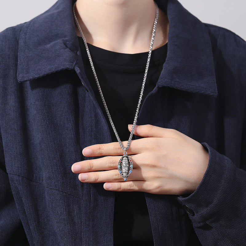 Buddha Stones tibetischer Om Mani Padme Hum Purity Drehbarer Halskettenanhänger