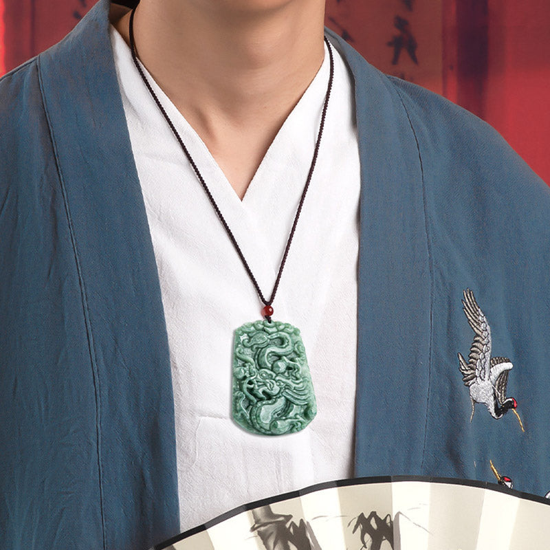 Buddha Stones Chinesisches Sternzeichen Drache Jade Stärke Halskette String Anhänger - image 3