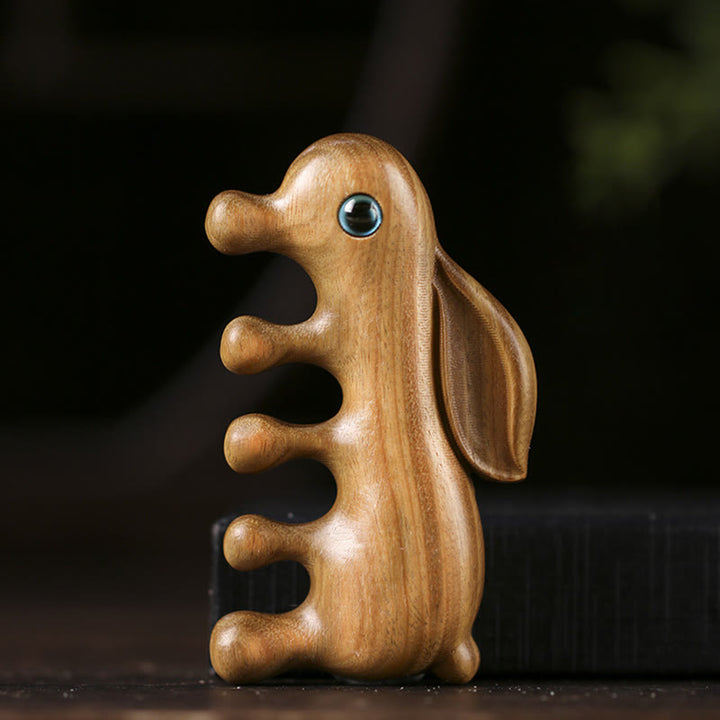 Kleines Blatt, rotes Sandelholz, grünes Sandelholz, schöner Häschen-Entspannungs-Massagekamm