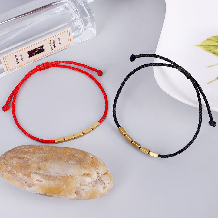 Buddha Stones Handgefertigtes Kupferperlenschutz-Armband mit geflochtener Schnur