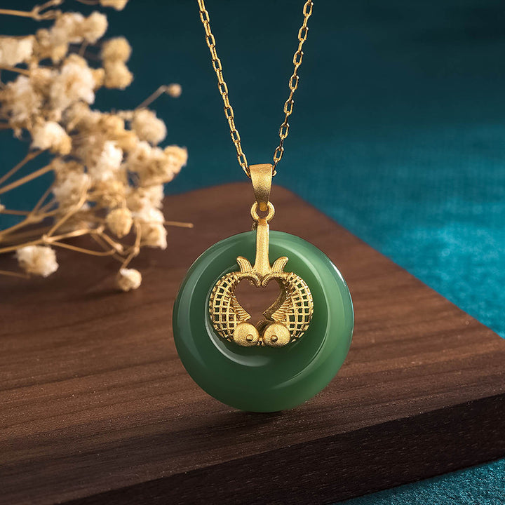 Buddha Stones Cyan Jade Koi Fisch Glück Halskette Anhänger - Cyan Jade (Erfolg ♥ Glück) - image 1