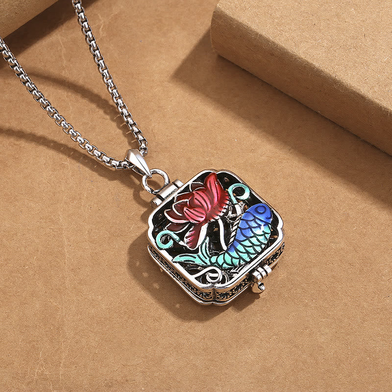 Buddha Stones, Koi-Fisch, Lotus, Kupfermünzen, Glück, Ghau, Gebetsbox, Halsketten-Anhänger - image 3