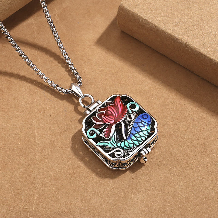 Buddha Stones, Koi-Fisch, Lotus, Kupfermünzen, Glück, Ghau, Gebetsbox, Halsketten-Anhänger - image 3