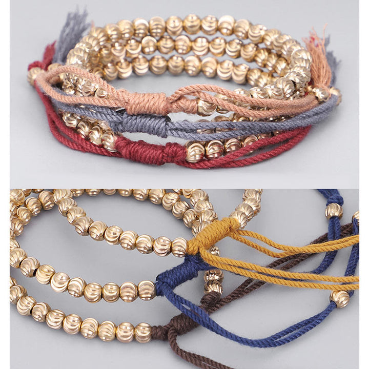 Buddha Stones Tibetisches handgefertigtes Kupferperlen-Glücksschnur-Armband