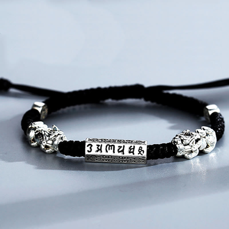 Buddha Stones Double PiXiu Feng Shui Kupfer Münze Om Mani Padme Hum String Armband - image 10