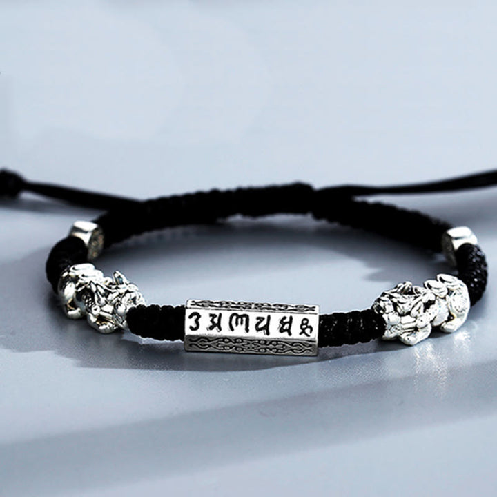 Buddha Stones Double PiXiu Feng Shui Kupfer Münze Om Mani Padme Hum String Armband - image 10