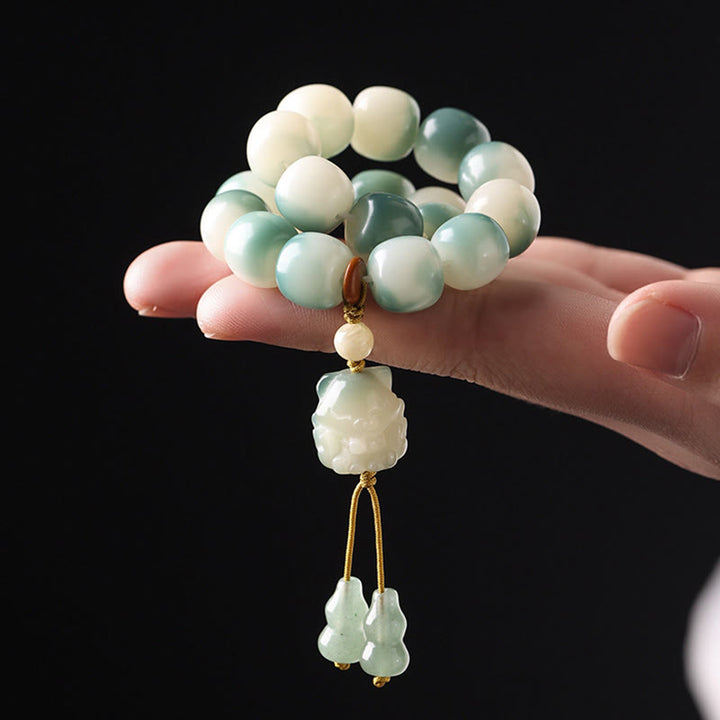 Buddha Stones, Farbverlauf, Bodhi-Samen, neunschwänziger Fuchs, Katzenpfote, Klaue, Kiefernzapfen, Friedensarmband - image 4