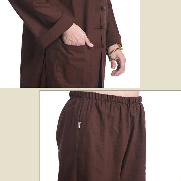 Buddha Stones, chinesischer Frosch, Knopf-Design, Meditation, Gebet, Baumwolle, Leinen, spirituell, Zen, Praxis, Yoga, Kleidung, Herren-Set - image 19