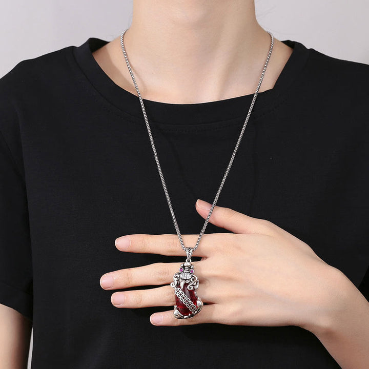 Buddha Stones PiXiu Granat Kupfer Münze Reichtum Glück Halskette Anhänger - image 4