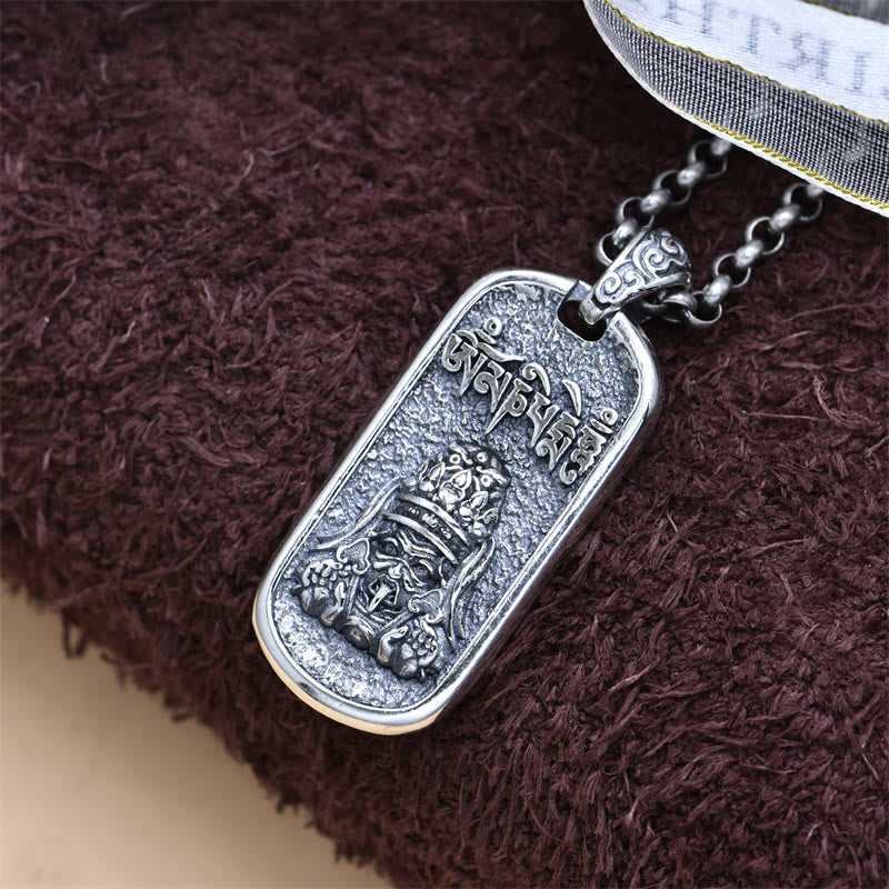 Buddha Stones 925 Sterling Silber Zakiram Göttin des Reichtums Om Mani Padme Hum Peace Halskette Anhänger - image 5