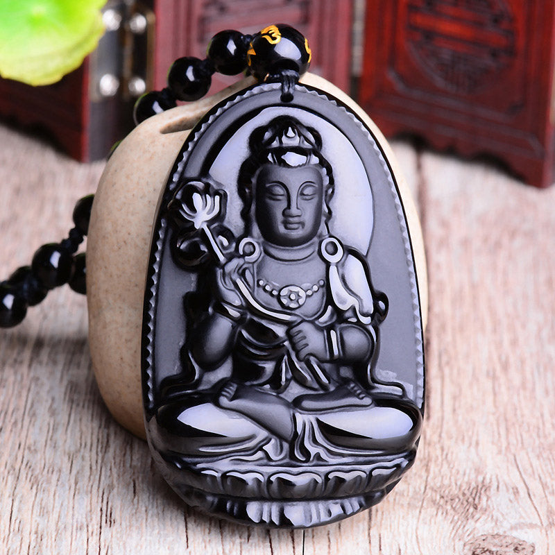 Buddha Stones, chinesisches Sternzeichen, Obsidian, Buddha-Amulett, Schutz-Anhänger-Halskette - image 5