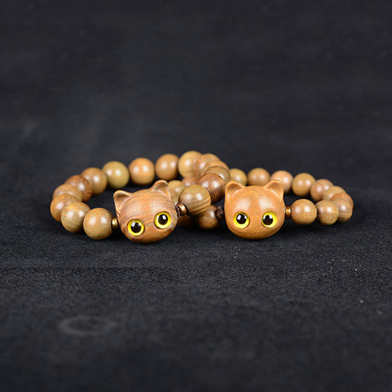 Buddha Stones, Ebenholz, grünes Sandelholz, rotes Sandelholz, schönes Katzen-Balance-Armband - image 7