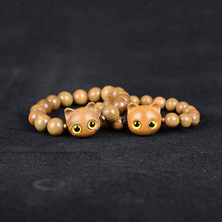 Buddha Stones, Ebenholz, grünes Sandelholz, rotes Sandelholz, schönes Katzen-Balance-Armband - image 7