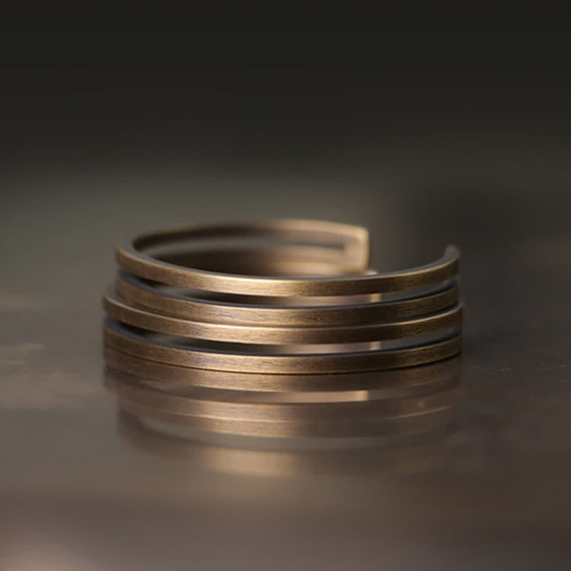 Rustikales Kupfer-Glücks-Wikinger-Manschettenarmband mit Buddha Stonesn