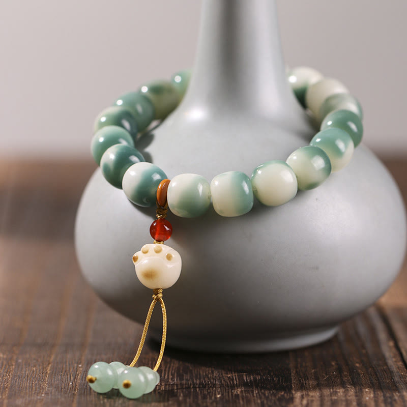 Buddha Stones, Farbverlauf, Bodhi-Samen, neunschwänziger Fuchs, Katzenpfote, Klaue, Kiefernzapfen, Friedensarmband - Weiße Katzenpfote (Handgelenkumfang 16–17 cm) - image 15