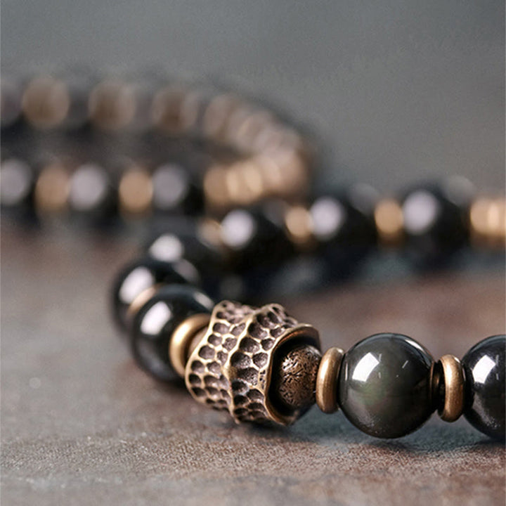 Buddha Stones Regenbogen-Obsidian-Kupfer-Liebesheilungsarmband