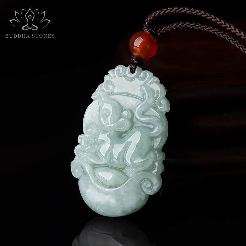 Buddha Stones, natürliche Jade, 12 chinesische Sternzeichen, Erfolgs-Anhänger-Halskette - image 1