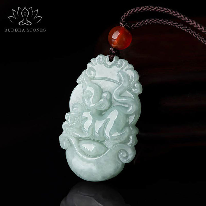 Buddha Stones, natürliche Jade, 12 chinesische Sternzeichen, Erfolgs-Anhänger-Halskette - image 1