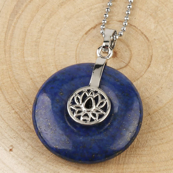 Buddha Stones, verschiedene Kristall-Amethyst-Rosa-Kristall-Lotus-Heilungs-Halsketten-Anhänger - Lapislazuli - image 15