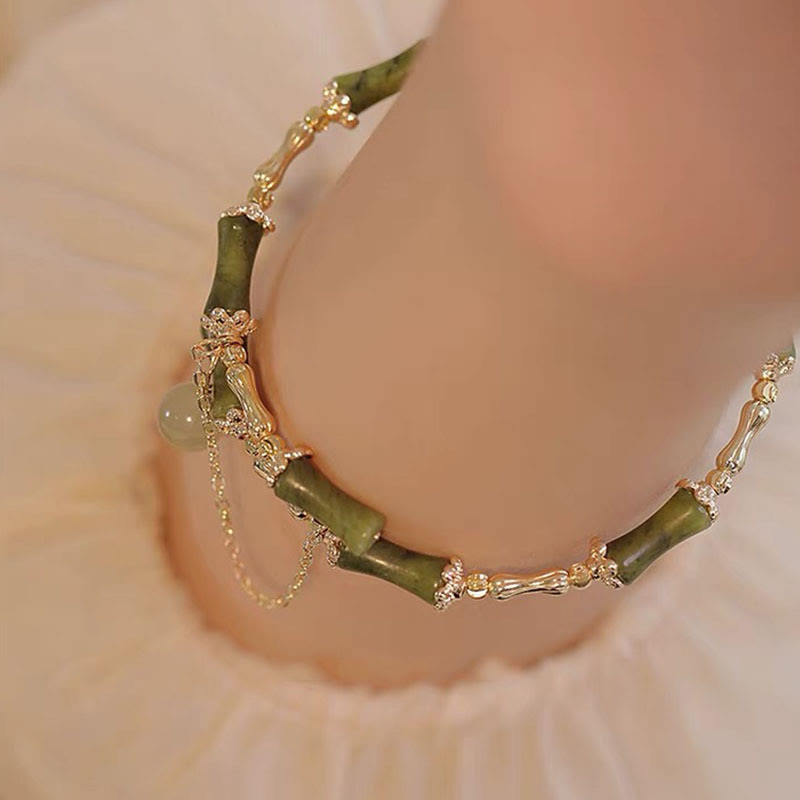 Buddha Stones, Bambus-Jade-Muster, Glücksarmband, Armreif