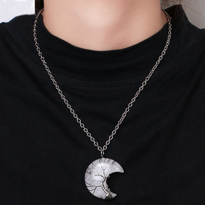 Buddha Stones, natürlicher Quarzkristall, Mond, Baum des Lebens, heilende Energie, Halsketten-Anhänger - image 10