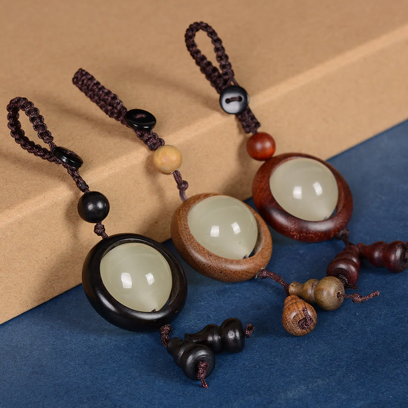 Buddha Stones, rotes Sandelholz, Ebenholz, grünes Sandelholz, leuchtende Glücksperle, Kürbis, Friedens-Schlüsselanhänger