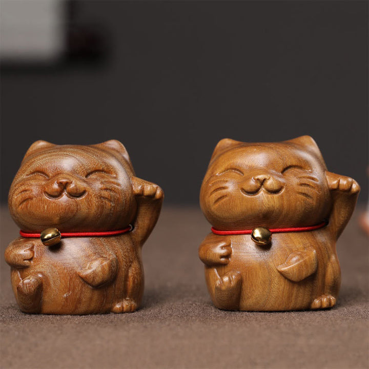Buddha Stones Green Sandelwood Small Mini Cute Lucky Cat Peace Dekorationen - image 15