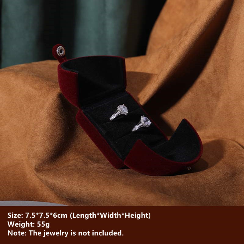 Schmuck-Aufbewahrungsbox, Flanell-Geschenkbox - Weinrot - Ringpaar-Box - image 6