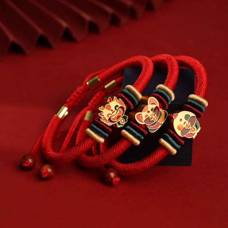 Buddha Stones Handgefertigtes geflochtenes rotes Armband aus 925er-Sterlingsilber, Jahr des Drachen, niedliches chinesisches Sternzeichen, Glück - image 22