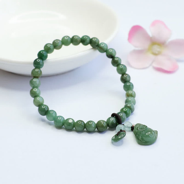 Buddha Stones Lachendes Buddha-Heilarmband aus Cyan-Jade