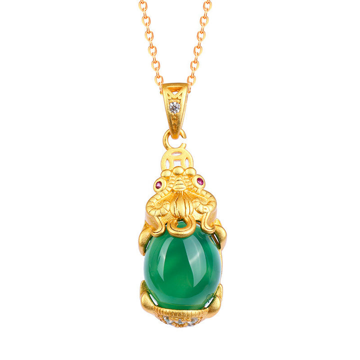 Buddha Stones Natürliche Jade PiXiu Balance Halskette
