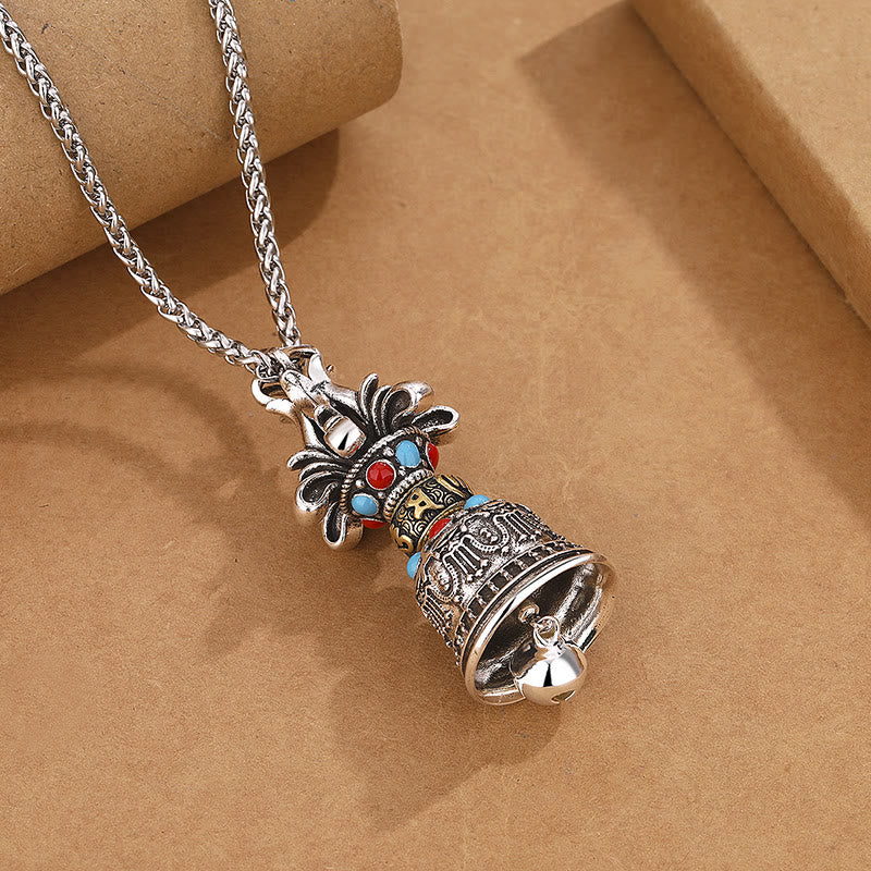 Buddha Stones Tibetan Om Mani Padme Hum Dorje Vajra Bell Strength Necklace Pendant - image 3