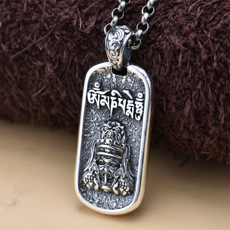 Buddha Stones 925 Sterling Silber Zakiram Göttin des Reichtums Om Mani Padme Hum Peace Halskette Anhänger - image 1