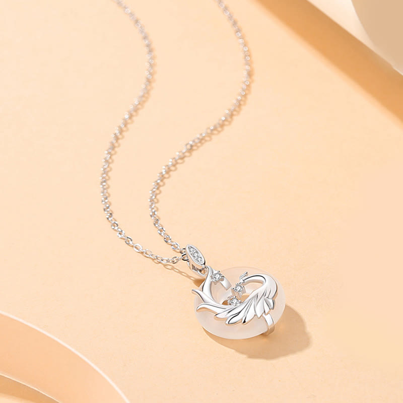 Buddha Stones 925 Sterling Silber Jahr des Drachen natürlicher schwarzer Onyx Chalcedon Drache Phönix Friedensschnalle Schutz Halskette Anhänger - Phönix-Chalcedon (Positive ♥ Harmonie) - image 5