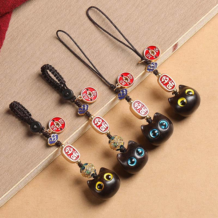 Buddha Stones, Ebenholz, glückliche Katze, verheißungsvolle Wolke, Frieden, Schlüsselanhänger, Handy-Hängedekoration - image 2