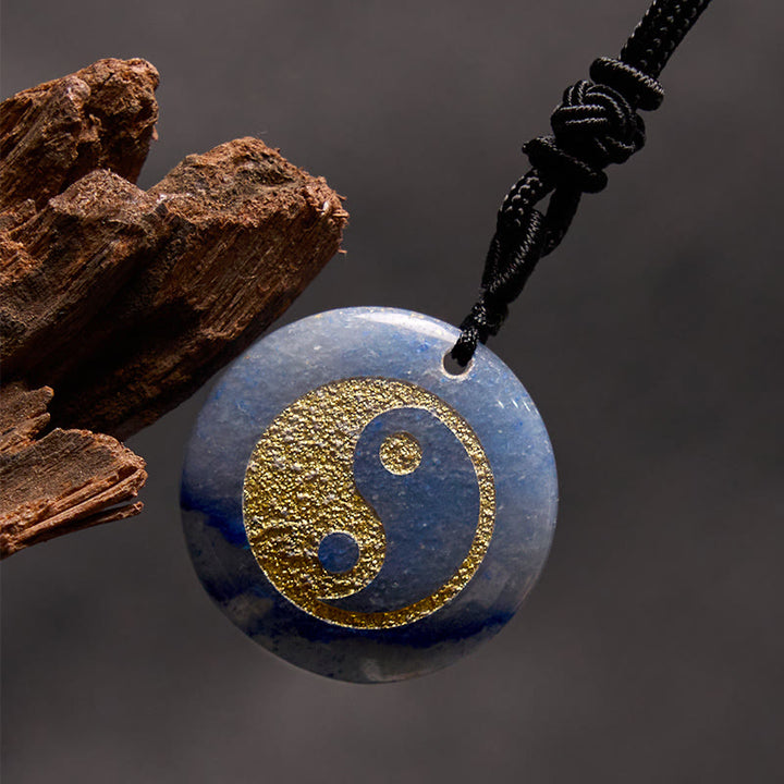 Buddha-Steine, verschiedene Kristalle, Amethyst, Tigerauge, grüner Aventurin, Yin Yang, spiritueller Halskettenanhänger