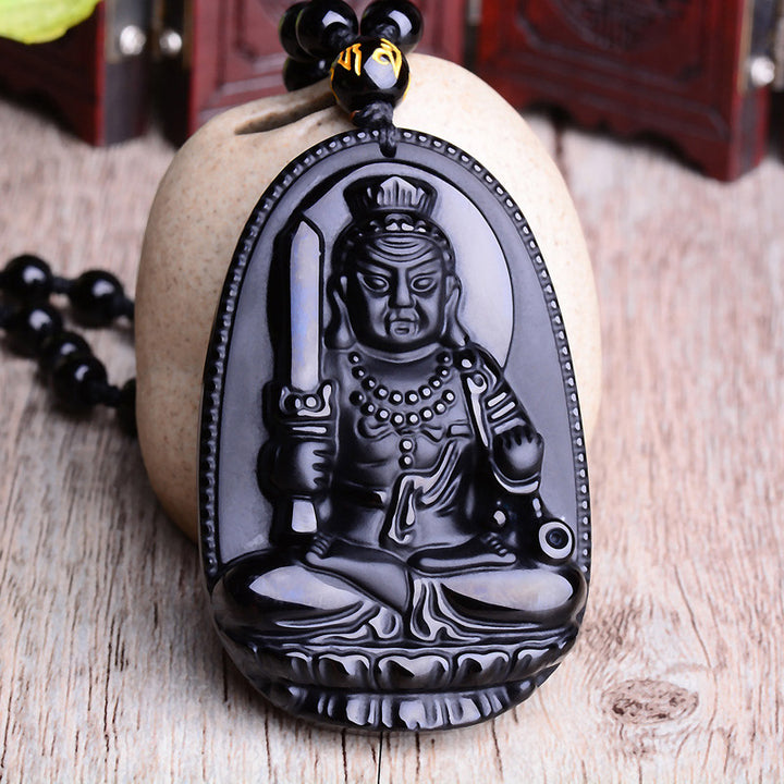 Buddha Stones, chinesisches Sternzeichen, Obsidian, Buddha-Amulett, Schutz-Anhänger-Halskette - image 7