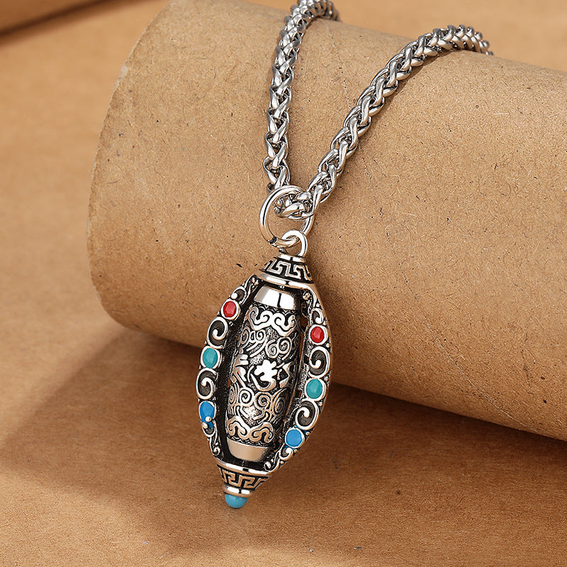 Buddha Stones tibetischer Om Mani Padme Hum Purity Drehbarer Halskettenanhänger