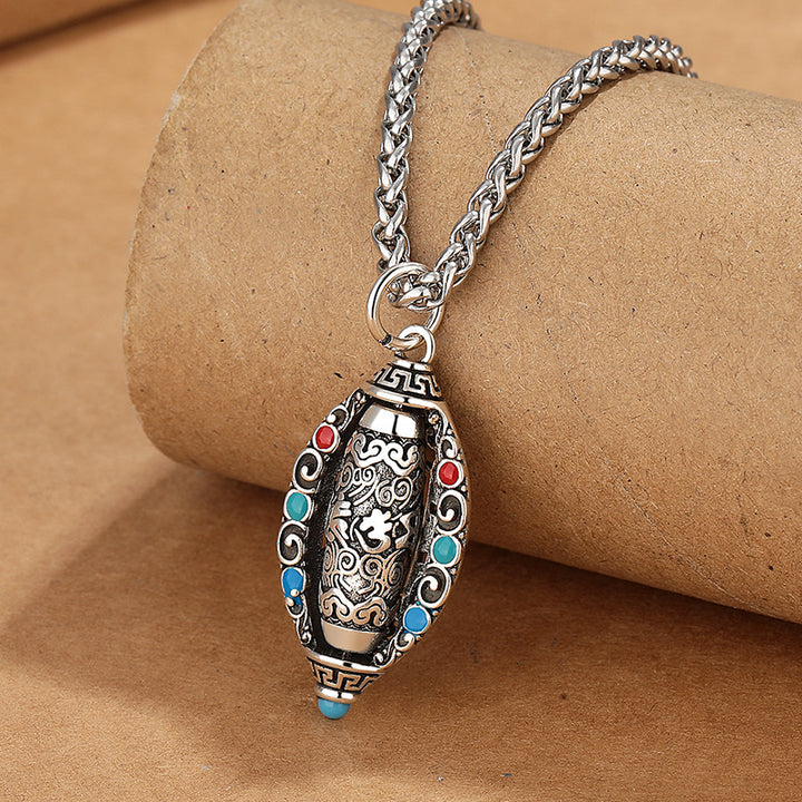 Buddha Stones tibetischer Om Mani Padme Hum Purity Drehbarer Halskettenanhänger