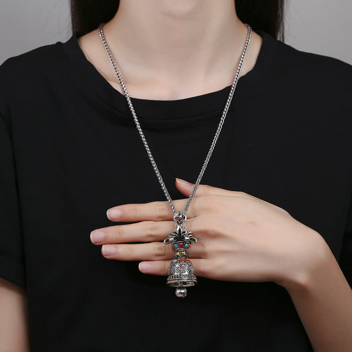 Buddha Stones Tibetan Om Mani Padme Hum Dorje Vajra Bell Strength Necklace Pendant - image 5