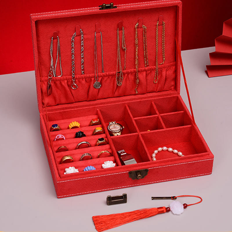 Buddha Stones, schlichtes Design, Schmuckschatulle, Organizer, einlagige Flanell-Schmuckaufbewahrungsbox mit Schloss - image 26