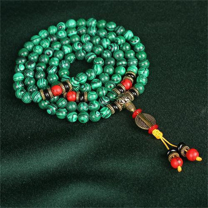 Buddha Stones Tibetische 108 Mala Malachit Perlen Armband Halskette