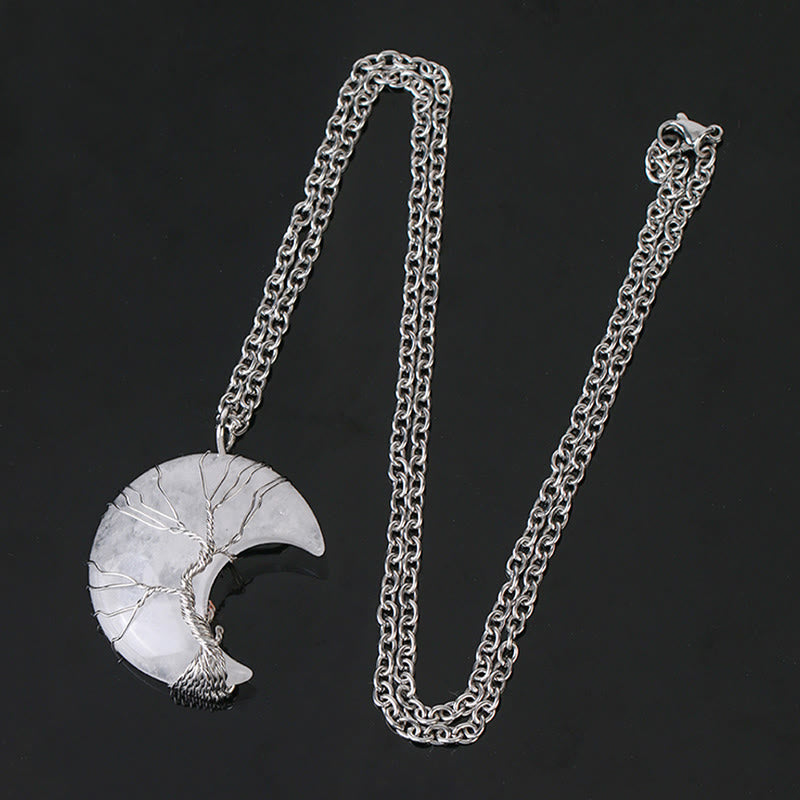 Buddha Stones, natürlicher Quarzkristall, Mond, Baum des Lebens, heilende Energie, Halsketten-Anhänger - image 11