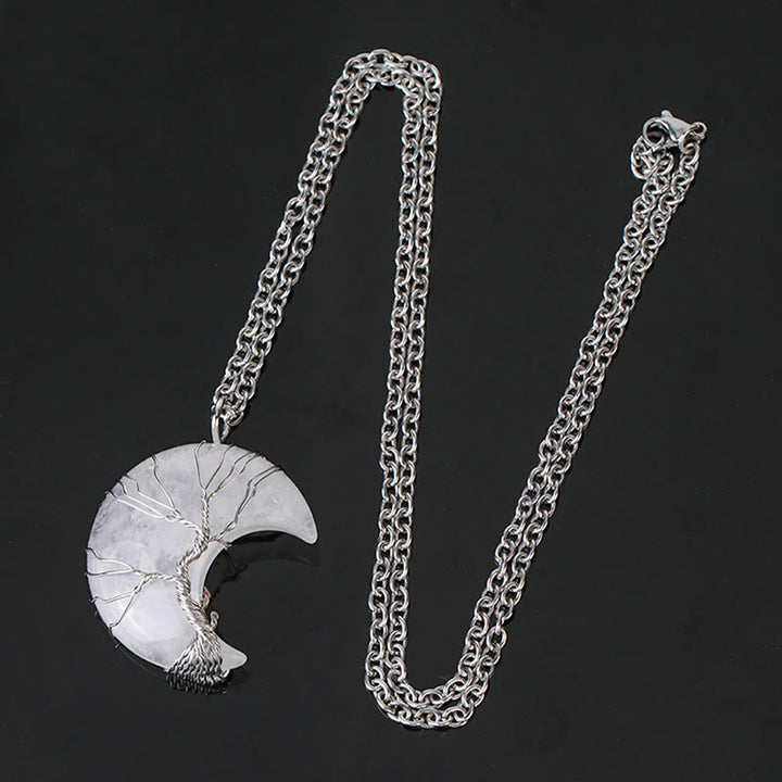 Buddha Stones, natürlicher Quarzkristall, Mond, Baum des Lebens, heilende Energie, Halsketten-Anhänger - image 11