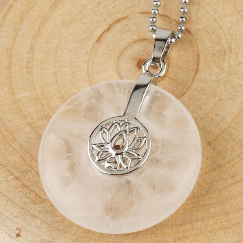 Buddha Stones, verschiedene Kristall-Amethyst-Rosa-Kristall-Lotus-Heilungs-Halsketten-Anhänger - Weißer Kristall - image 21